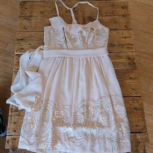 Johnny Martin Peach Gold Sequin Dress | size 9